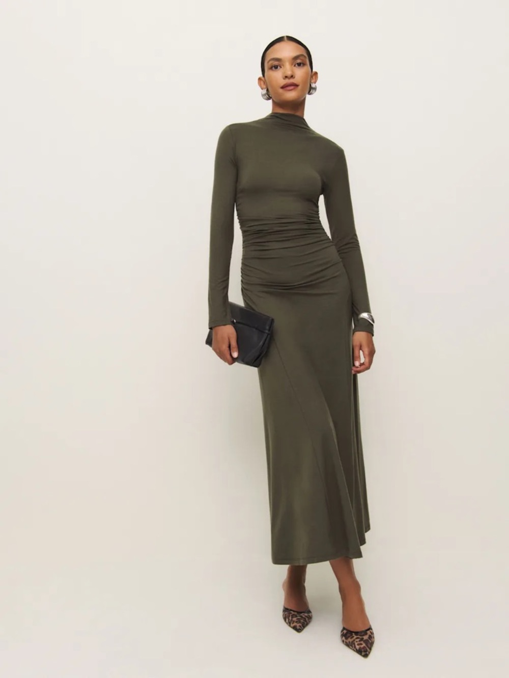 Reformation Nemy Knit Dress Olive Green Size Small
